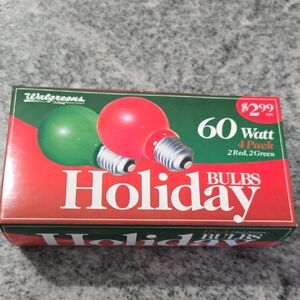 Vintage Walgreens Incandescent Red & Green Holiday Light Bulbs 4 Pack